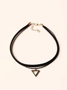 Triangle Charm Layered Choker Goth Punk Jewelry - Black - View 3