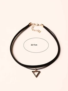 Triangle Charm Layered Choker Goth Punk Jewelry - Black - View 4