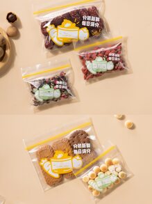 36pcs/set PE Kitchen Storage Bag, Chinese Character & Vegetable Pattern Clear Mini Food Storage Bag For Kitchen