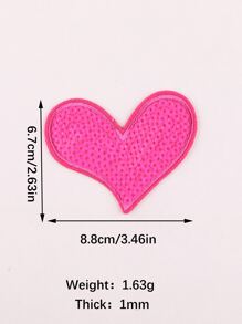 2pcs/set Heart Shaped Sequin Decor Patch Sticker, Cute Polyester Embroidery Applique For DIY - Pink - View 2