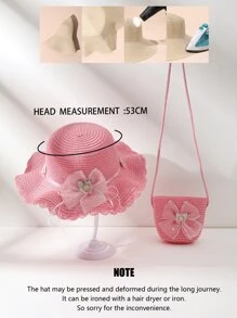 1套简约可爱粉色蝴蝶帽子和包包套装