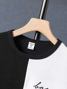 SHEIN Boys Letter Graphic Colourblock Tee & Shorts - Multicolor - View 6
