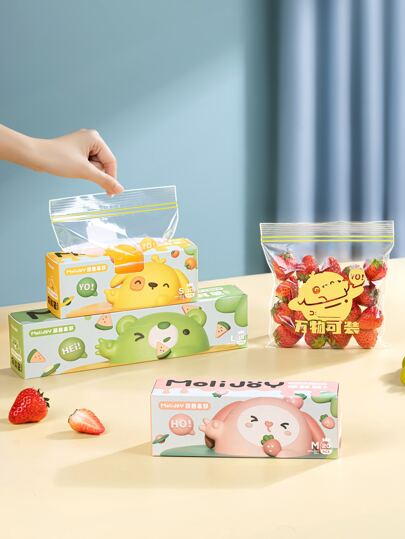 Reusable Food Storage Bags, Double Rib Fresh-Keeping Bags, Fruit And Vegetable Freezer Bags, Thickened Sealed Bags, Refrigerator Sub-Packaging Dense Bags, Extractable Food Bags, Kitchen Supplies