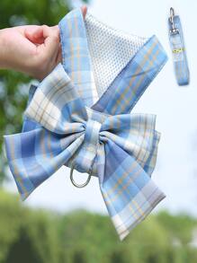 1入組蝴蝶結裝飾寵物背帶和1条皮带 - 藍色 - 查看 2