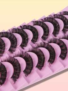 10 对 6-16 毫米浓密交叉卷翘俄罗斯睫毛条，睫毛，睫毛，假睫毛 - 黑色 - 查看 2