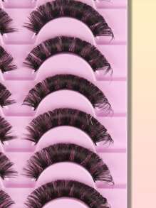 10 对 6-16 毫米浓密交叉卷翘俄罗斯睫毛条，睫毛，睫毛，假睫毛 - 黑色 - 查看 6