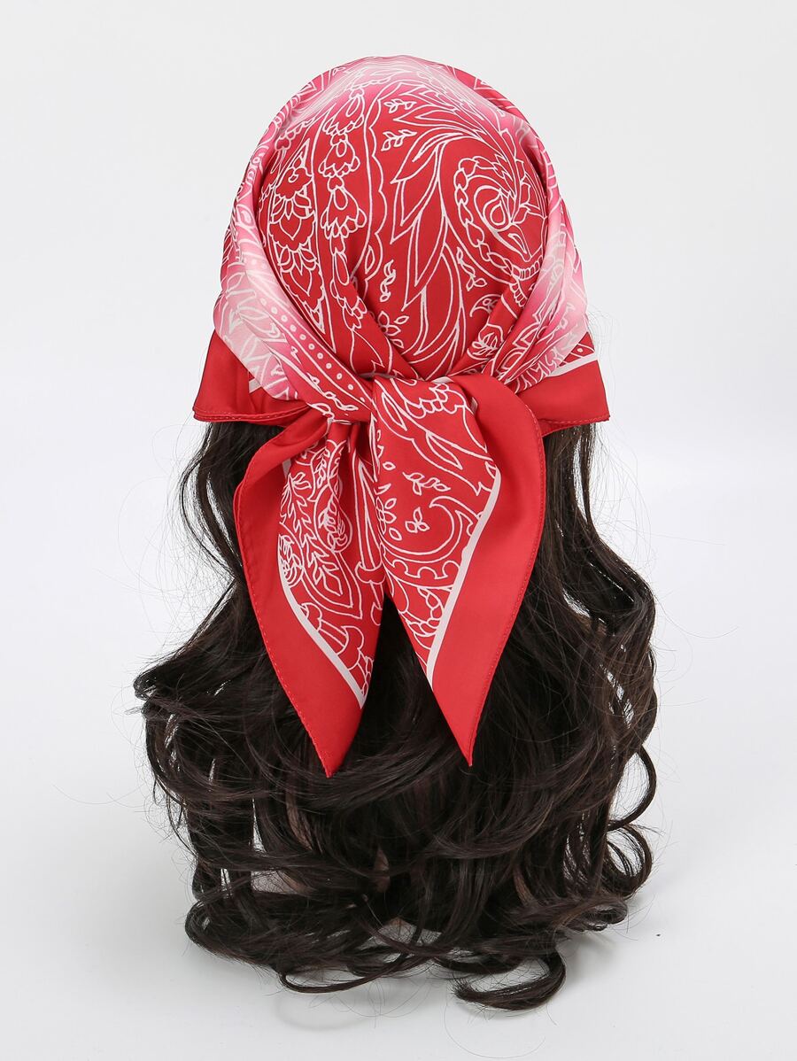 佩斯利印花方巾 - 彩色 - 查看 1