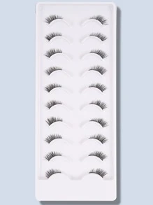 Himirell 10对猫眼半假睫毛，加长眼尾假睫毛，放大眼睛，适合节日、节假日、约会等化妆场合 - 黑色 - 查看 2