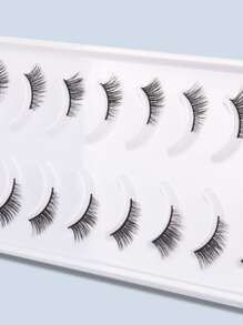 Himirell 10对猫眼半假睫毛，加长眼尾假睫毛，放大眼睛，适合节日、节假日、约会等化妆场合 - 黑色 - 查看 5