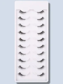 Himirell 10對貓眼半假睫毛，帶有延伸尾巴，能夠增大眼睛，適用於節日、度假和約會妝容