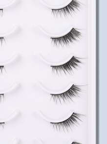 Himirell 10對貓眼半假睫毛，帶有延伸尾巴，能夠增大眼睛，適用於節日、度假和約會妝容