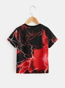 SHEIN Tween Boy Reflective Cartoon Pattern T-Shirt, Cool And Casual Style, Suitable For Everyday Summer Wear