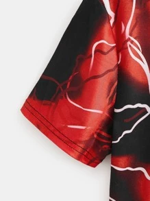 SHEIN Tween Boy Reflective Cartoon Pattern T-Shirt, Cool And Casual Style, Suitable For Everyday Summer Wear