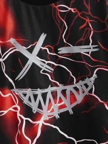 SHEIN Tween Boy Reflective Cartoon Pattern T-Shirt, Cool And Casual Style, Suitable For Everyday Summer Wear