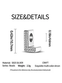 Cubic Zirconia Decor Silver Bead - Army Green - View 4