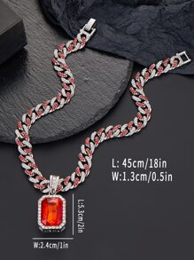男士水鑽裝飾項鍊,適用於首飾類禮品和派對 - 彩色 - 查看 5