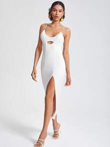 Armand Đầm thiết kế hở đùi thanh lịch, cho ngày lễ - trắng - Xem 3