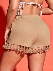 SHEIN SXY 流蘇邊素色短褲