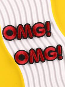 2pcs Letter Graphic Patch Sticker, Polyester Embroidery Applique For DIY - Multicolor - View 1