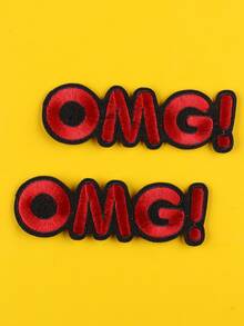2pcs Letter Graphic Patch Sticker, Polyester Embroidery Applique For DIY - Multicolor - View 4