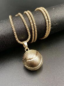 Men Ball Charm Necklace - Yellow Gold - View 1