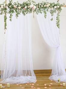 4pcs/2pcs White Sheer Voile Backdrop Curtains For Party Wedding, Chiffon Transparent Backdrop Curtains For Shower, Birthday Party, Photo Booth Decor - White - View 3