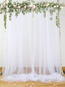 4pcs/2pcs White Sheer Voile Backdrop Curtains For Party Wedding, Chiffon Transparent Backdrop Curtains For Shower, Birthday Party, Photo Booth Decor - White - View 5