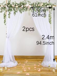 4pcs/2pcs White Sheer Voile Backdrop Curtains For Party Wedding, Chiffon Transparent Backdrop Curtains For Shower, Birthday Party, Photo Booth Decor - White - View 6