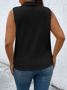 SHEIN Clasi 大碼素色V領背心上衣 - 黑色 - 查看 2