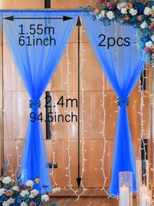 2 tấm rèm voan mỏng, phông nền màu xanh thích hợp cho tiệc tùng, đám cưới, tiệc mừng, trang trí chụp ảnh sinh nhật - Màu xanh lam - Xem 6