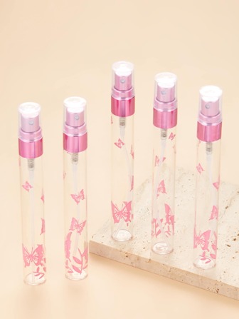 5 piezas Botellas pulverizadoras de perfume vacías de 10 ML con diseño de mariposa, atomizador de perfume rellenable, botellas de atomizador mini, botella de perfume de bolsillo pequeña, envase de perfume con bomba, contenedor de perfume portátil vacío para viaje, decoración del hogar en sala de estar, dormitorio, baño, artículos de viaje, boda, fiesta, cumpleaños, regalos para hombres, mamá, papá, amigos, Año Nuevo, accesorios, regalo gracioso