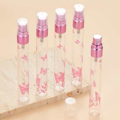 5 piezas Botellas pulverizadoras de perfume vacías de 10 ML con diseño de mariposa, atomizador de perfume rellenable, botellas de atomizador mini, botella de perfume de bolsillo pequeña, envase de perfume con bomba, contenedor de perfume portátil vacío para viaje, decoración del hogar en sala de estar, dormitorio, baño, artículos de viaje, boda, fiesta, cumpleaños, regalos para hombres, mamá, papá, amigos, Año Nuevo, accesorios, regalo gracioso