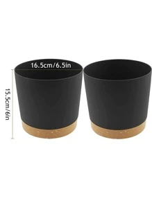 1 hộp đựng cây bằng nhựa, chậu cây hai tông màu tối giản có đế cho sân vườn - màu đen - Xem 3