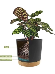 1 hộp đựng cây bằng nhựa, chậu cây hai tông màu tối giản có đế cho sân vườn - màu đen - Xem 6