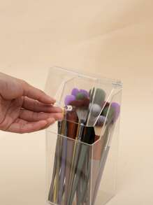 Large Capacity Makeup Brush Holder, 1pc Clear Makeup Organizer, Eyebrow Pencil Holder, Lipstick Makeup Container, Pen Holder, Makeup Sponge Storage Case, Lipstick Display, Makeup Tool Storage Box, Desk Organizer For Dresser, Bathroom, Office, Vanity - Clear - View 3