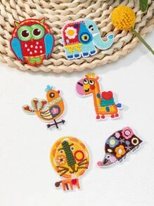 6 Cái/bộ Miếng Dán Thêu Hình Động Vật, Dễ Thương Polyester Thêu Táo Cho DIY - Nhiều màu - Xem 1