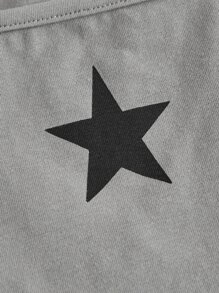 SHEIN Leap Crew Tween Girls Short Sleeve Knit Crew Neck T-Shirt With Star Print - Grey - View 4