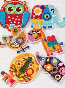 6 Cái/bộ Miếng Dán Thêu Hình Động Vật, Dễ Thương Polyester Thêu Táo Cho DIY - Nhiều màu - Xem 2