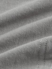 SHEIN Leap Crew Tween Girls Short Sleeve Knit Crew Neck T-Shirt With Star Print - Grey - View 3