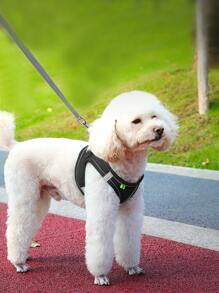 1pc Breathable Reflective Plaid Edge Chest & Back Leash Harness, Suitable For Indoor And Outdoor Use, For Dogs And Cats - Black - View 2