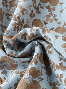 SHEIN LUNE Plus Ditsy Floral Print Flounce Sleeve Blouse - Multicolor - View 3