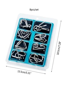 8入組/套金屬遊戲魯班鎖設計親子互動遊戲 - 藍色 - 查看 5