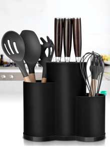 1 pieza Estante para almacenar cuchillos, soporte universal para cuchillos sin incluir cuchillos, organizador multifuncional ahorradora de espacio para utensilios de cocina, accesorio de almacenamiento negro para la cocina - Negro - Ver 9