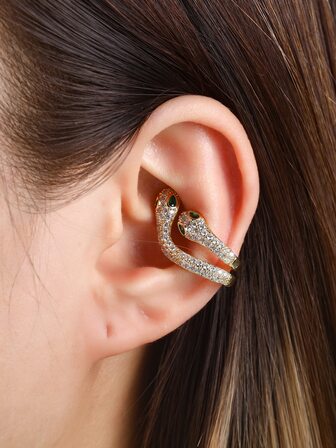 1入組水鑽蛇設計耳夾