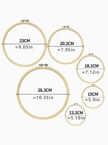 6 Cái/bộ Khung Thêu Tay Bằng Tre, Vòng Thêu Tối Giản Để May Vá - Màu be - Xem 3
