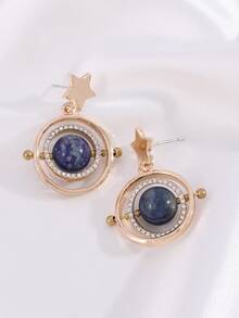 Rhinestone Decor Round Drop Earrings - Multicolor - View 2