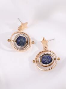 Rhinestone Decor Round Drop Earrings - Multicolor - View 3