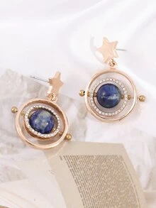 Rhinestone Decor Round Drop Earrings - Multicolor - View 6