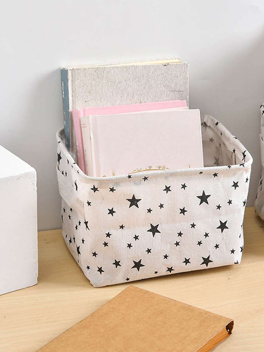 1 giỏ đựng văn phòng phẩm in hình ngôi sao - trắng - Xem 1