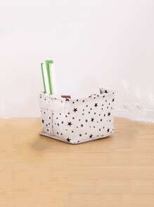 1 giỏ đựng văn phòng phẩm in hình ngôi sao - trắng - Xem 3